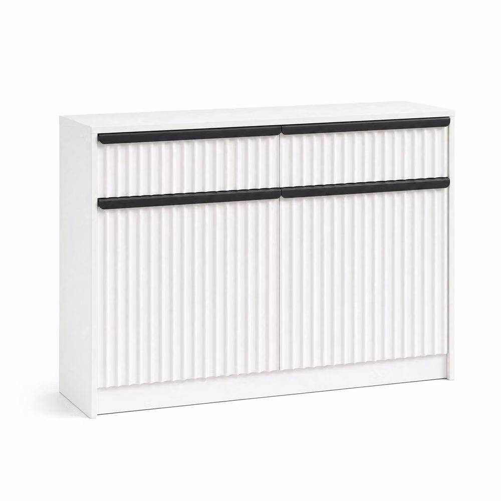FWStyle Lania White Scalloped 2 Door 2 Drawer Hallway Sideboard Storage Unit – 2