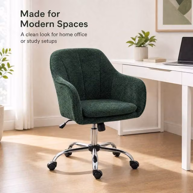 STILVORA Green Velvet Office Chair with 360 Degree Swivel and Rocking Motion – 1