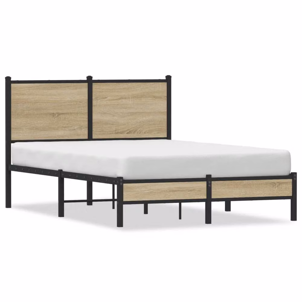 Berkfield Home Metal Bed Frame in Sonoma Oak Brown, W/D/H: 120 x 190 cm Small Double – 2