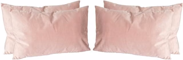 Nicola Spring Pack of 4 Pink Rectangular Velvet Cushions, W: 60 cm, H: 40 cm