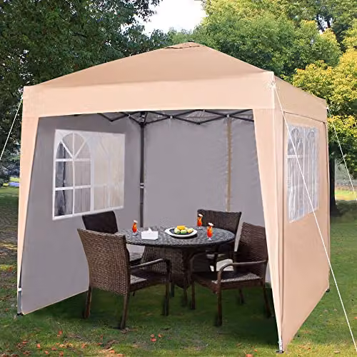 MCC Direct Waterproof Pop-up Gazebo with Sides in Beige