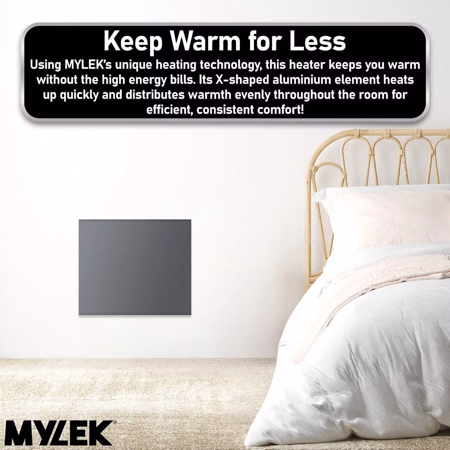 MYLEK 1000W Slimline Electric Panel Convector Heater with WiFi App Control in Anthracite – 7
