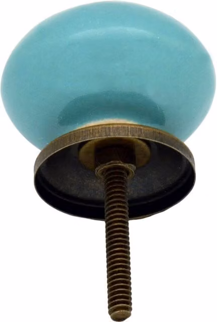 Nicola Spring Polished Ceramic Cabinet Knobs in Turquoise, Pack of 24