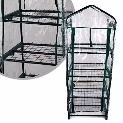 Kingfisher GHPRO Premium 4 Tier Greenhouse with Shelving, Green and Transparent, H: 134.0 cm, W: 50.0 cm, D: 44.5 cm – 1