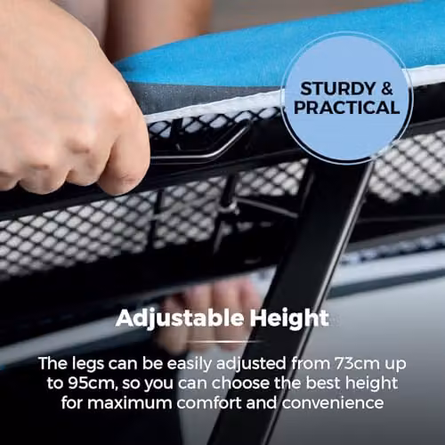 Tower Height Adjustable Ironing Board with Iron Rest, Black – 3