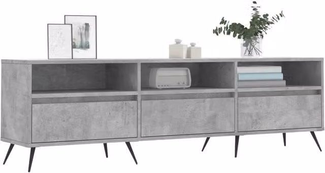 Berkfield Home Industrial TV Cabinet in Concrete Grey, W: 150 cm, D: 30 cm, H: 44.5 cm