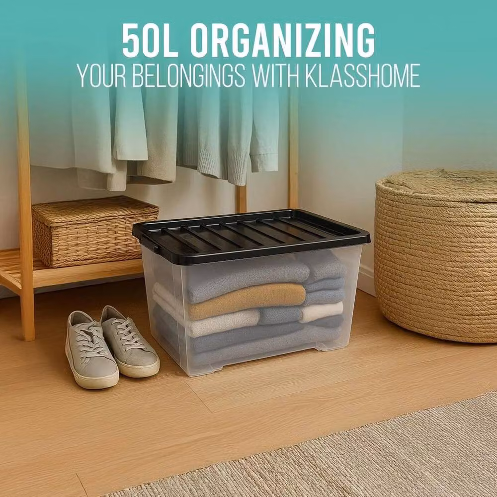NESTLUNE 50L Transparent Plastic Storage Boxes with Lids – 3