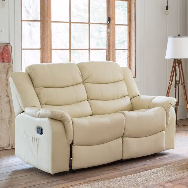 Artemis Home Almeira 2 Seat Recliner Sofa in Beige Synthetic Leather