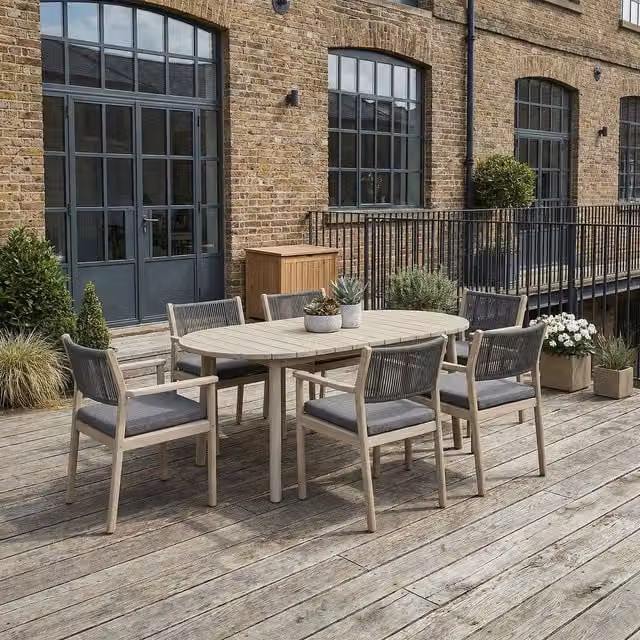 Bracken Outdoors Bourton 6 Seat Garden Dining Set in Light Grey Acacia Wood