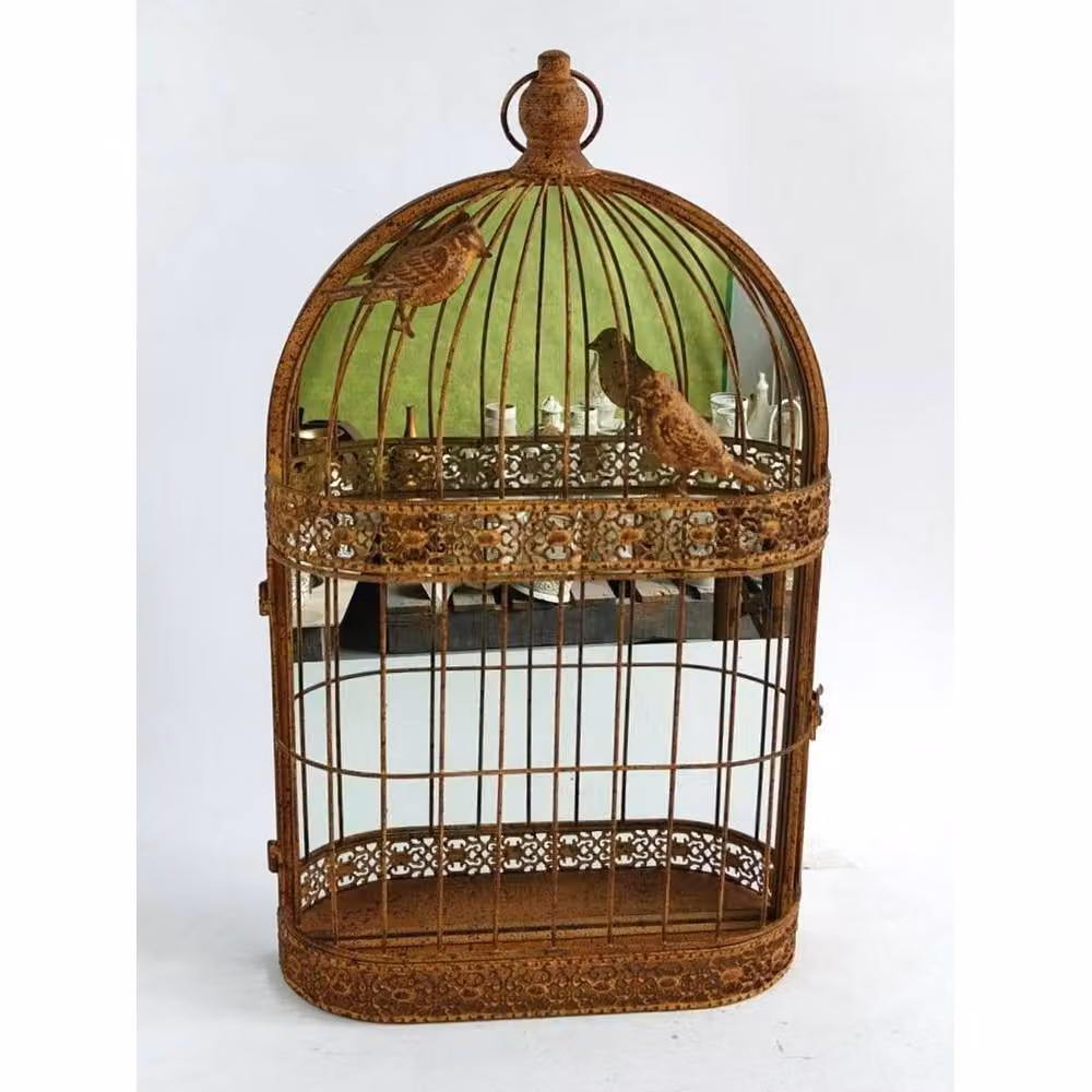 Minster Garden Mirror Cage in Brown Metal, W: 34 cm, H: 60 cm – 2