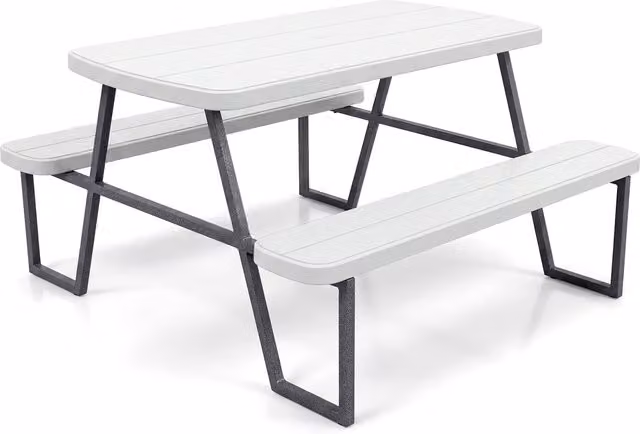 Costway Kids Picnic Table with Benches in White