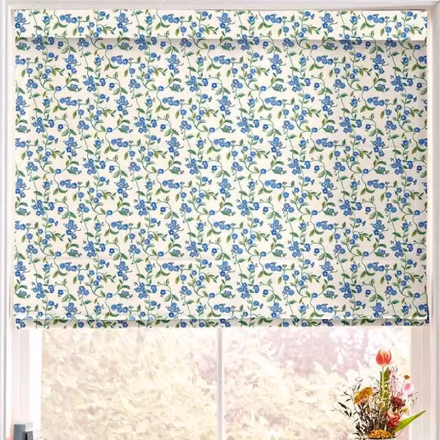 Cath Kidston Forget Me Not Blue Floral Blackout Made to Measure Roman Blind