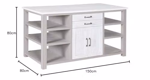 Baumhaus Greystone Industrial Kitchen Island in Grey and White Wood – 2