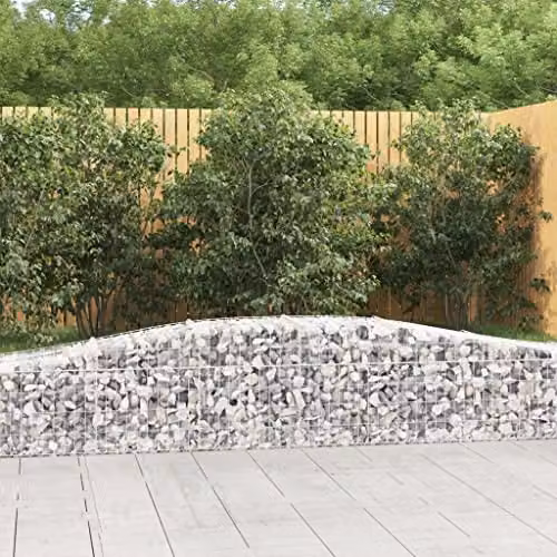 vidaXL Arched Gabion Baskets, 10 Pieces, Silver Galvanised Steel, W: 400 cm, D: 50 cm, H: 40/60 cm – 2