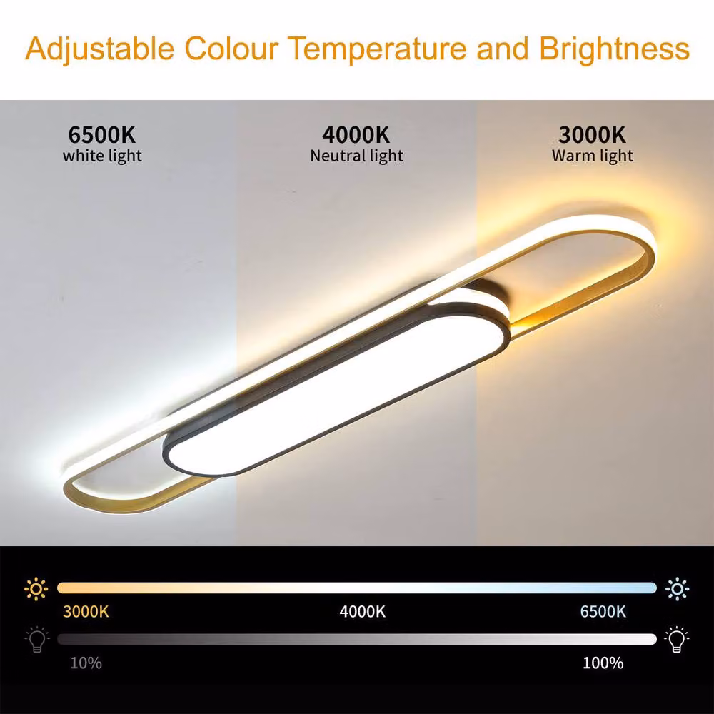 Garwarm Modern Gold Acrylic LED Flush Mount Ceiling Lamp with Remote Control and Dimmable Function – 2