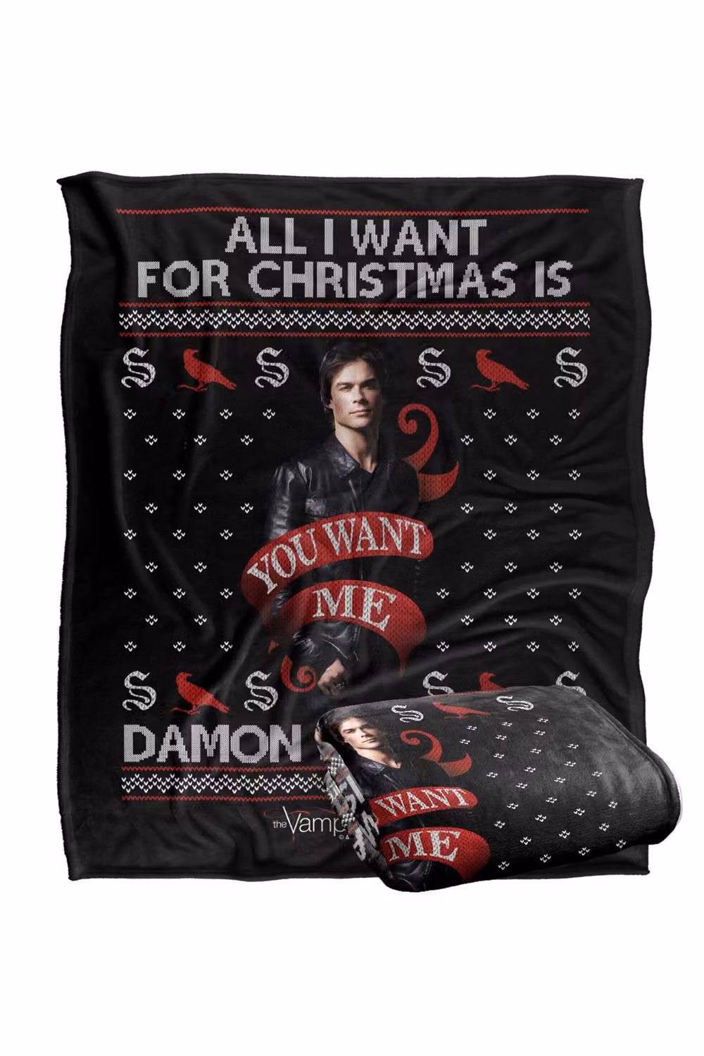LOGOVISION The Vampire Diaries All I Want For Christmas Is Damon Salvatore Super Soft Silky Touch Fleece Throw Blanket, Multicolour, W: 152 cm, D: 127 cm – 7