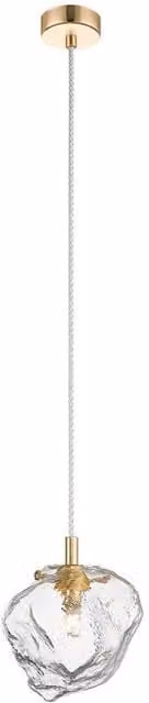 Netlighting Rock Slim Pendant Ceiling Light in Gold and Brass with Transparent Glass, G9 Dimmable