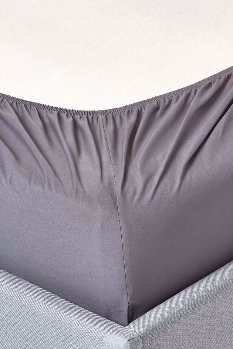 Homescapes Single Egyptian Cotton Percale Fitted Sheet, Dark Grey, W/D/H: 90 x 190 x 30 cm