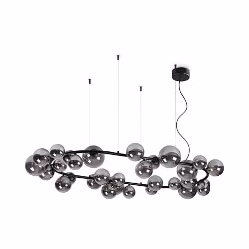 Netlighting PERLAGE 30 Black Sphere Glass and Metal Pendant Ceiling Light