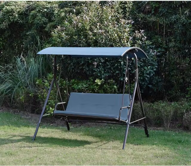 Outdoor Essentials Sardina Swing in Blue with Sun Canopy and Cushions