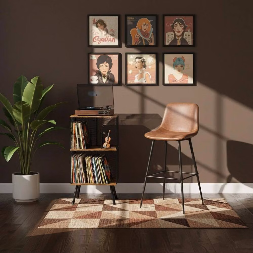 FORGEVIO 3-Tier Record Player Stand in Brown, W/D/H: 30 x 30 x 91 cm – 6