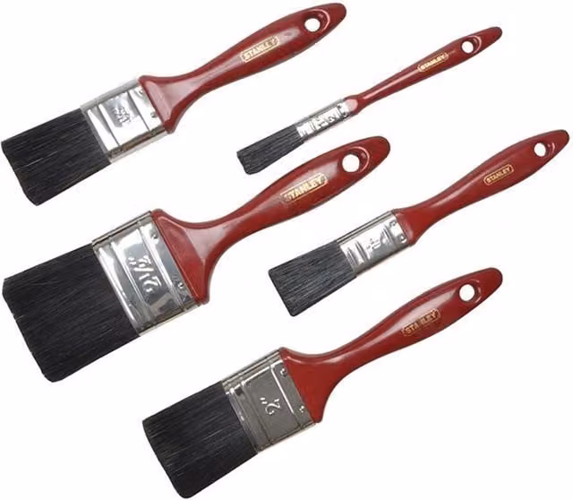 Stanley Flat Synthetic Paint Brush with Rust Protected Plastic Handle in Black, Red and Multicolour