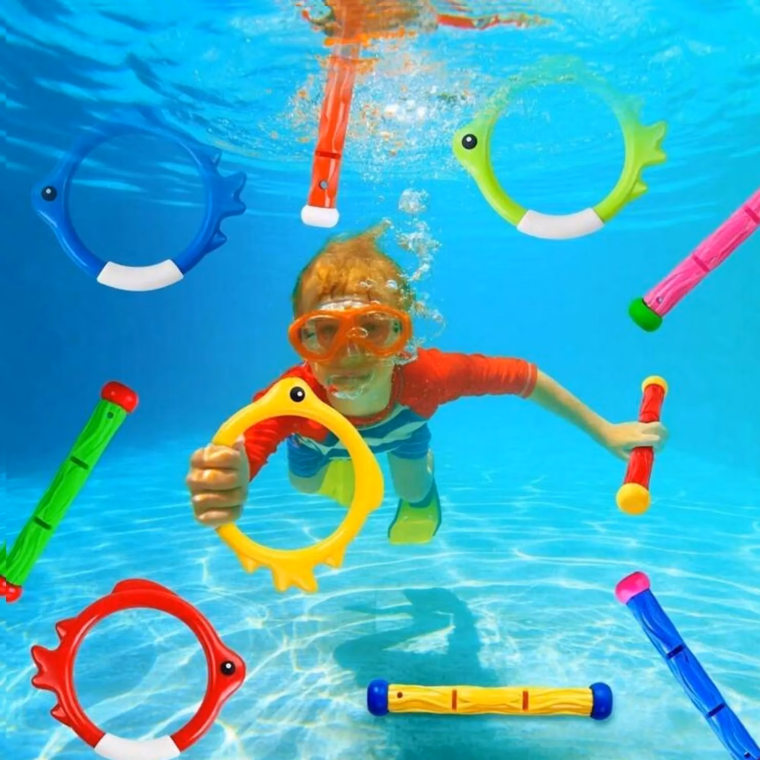 Intex 3 in 1 Underwater Aquatic Toy Set with Dive Balls, Play Sticks and Fish Rings, Multicolour, 1.25kg – 4