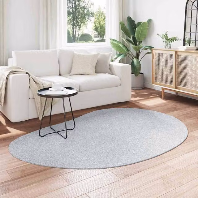Berkfield Home Modern Oval Grey Non-Slip Area Rug, W: 140 cm, D: 200 cm – 1