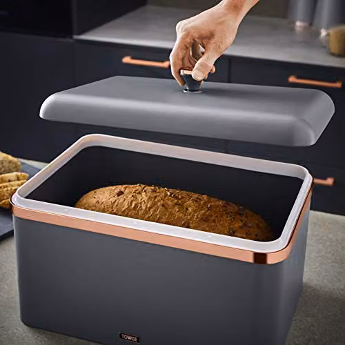 Tower Cavaletto Airtight Bread Bin and Three Canister Storage Set in Grey and Gold – 3