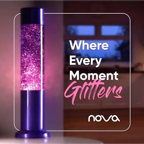 Nova Lighting Purple and Silver Glitter Sensory Tabletop Lamp – 3