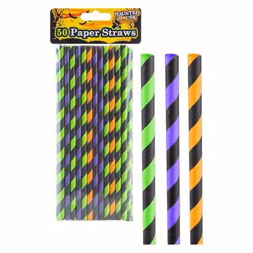 VFM e-Store Halloween Trick or Treat Paper Straws, Multicolour, Pack of 50 – 3