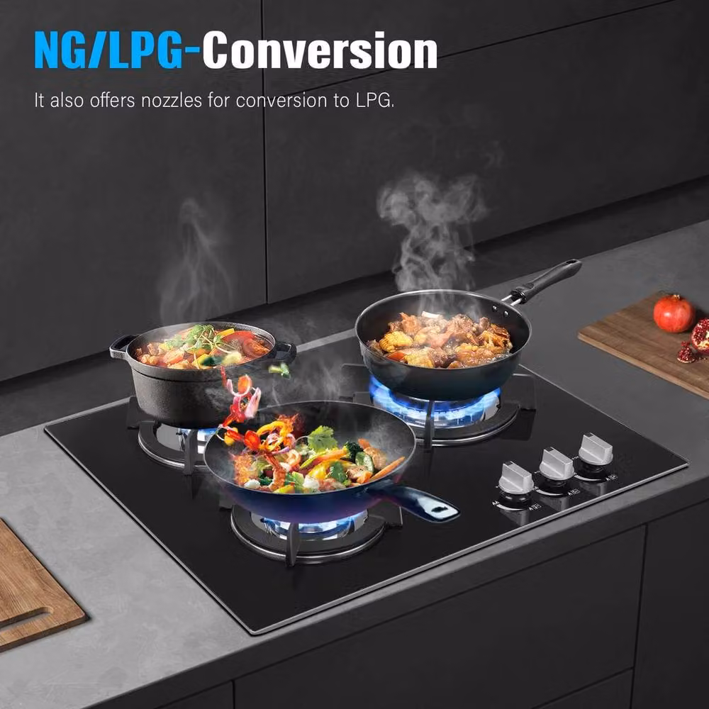 PAWNORA Black 3 Burner Gas On Glass Built-in Hob, Width: 58 cm – 2