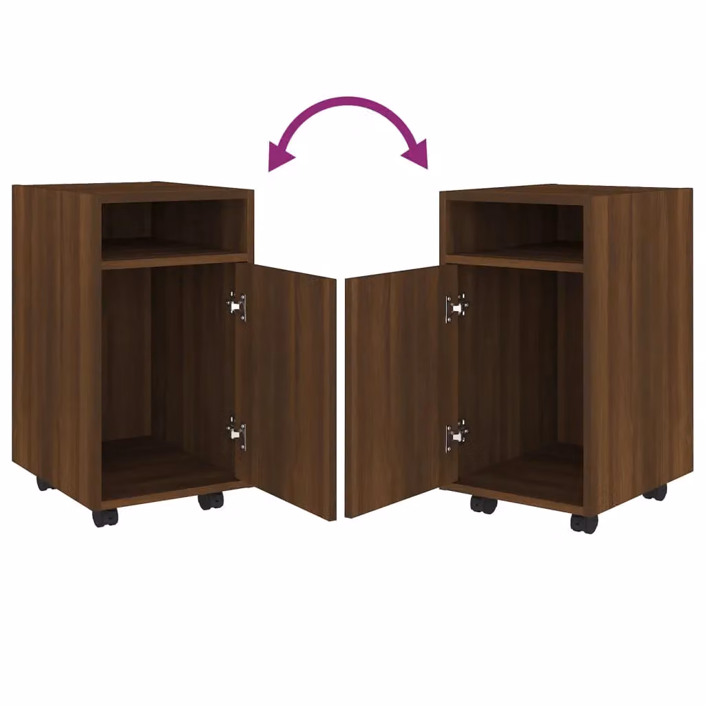 Berkfield Home Side Cabinet with Wheels, Brown Oak, W/D/H: 33 x 38 x 60 cm – 3
