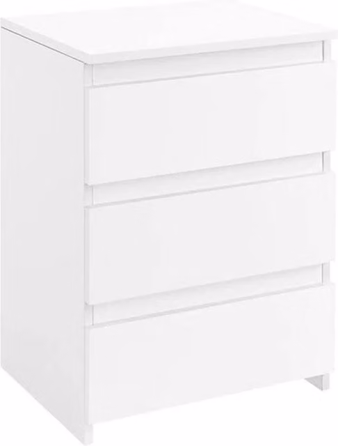 VOGREX White 3 Drawer Vertical Nightstand for Bedroom and Living Room