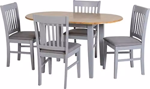 Seconique Oxford Extending Dining Set with 4 Chairs in Grey and Oak