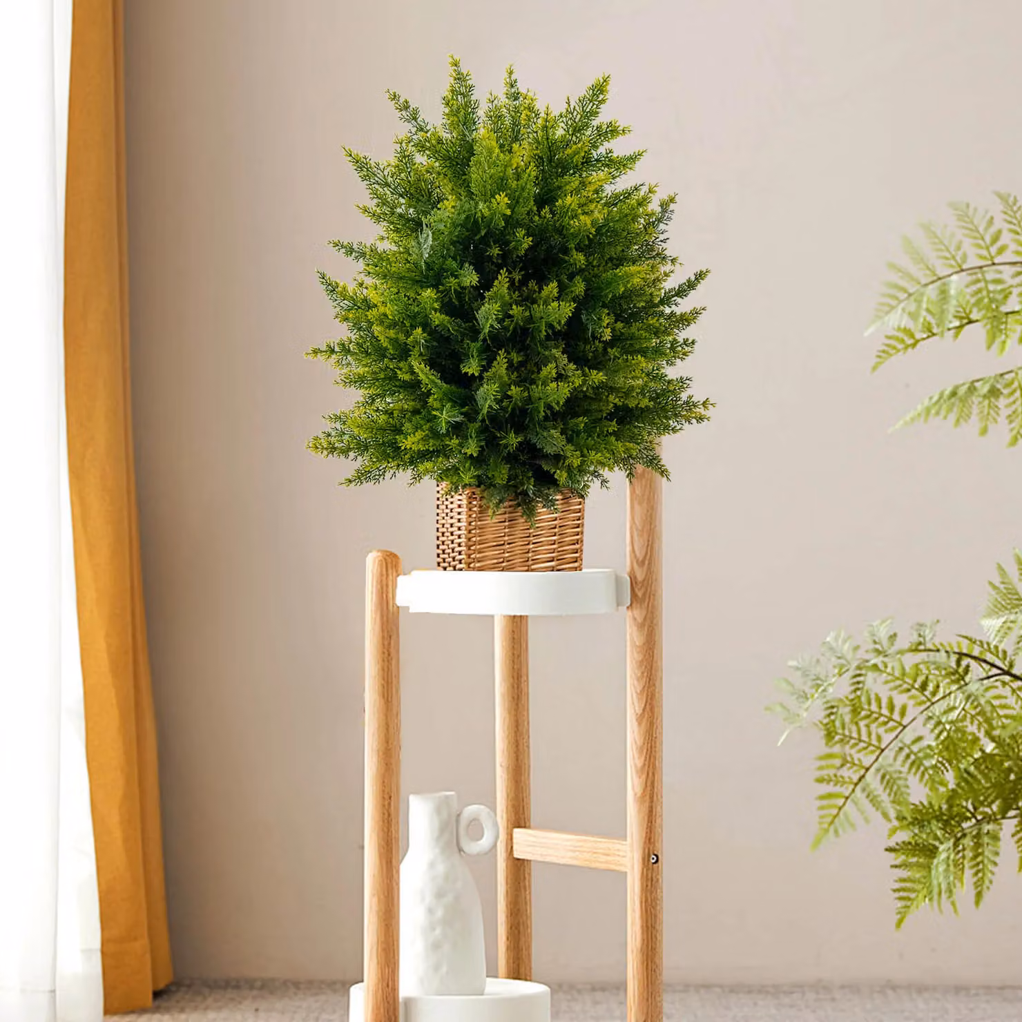 Gymax 2-Pack Artificial Green Cedar Topiary Ball Trees – 5