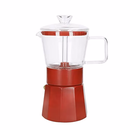 La Cafetière Verona Glass Espresso Maker, Red, 6 Cup