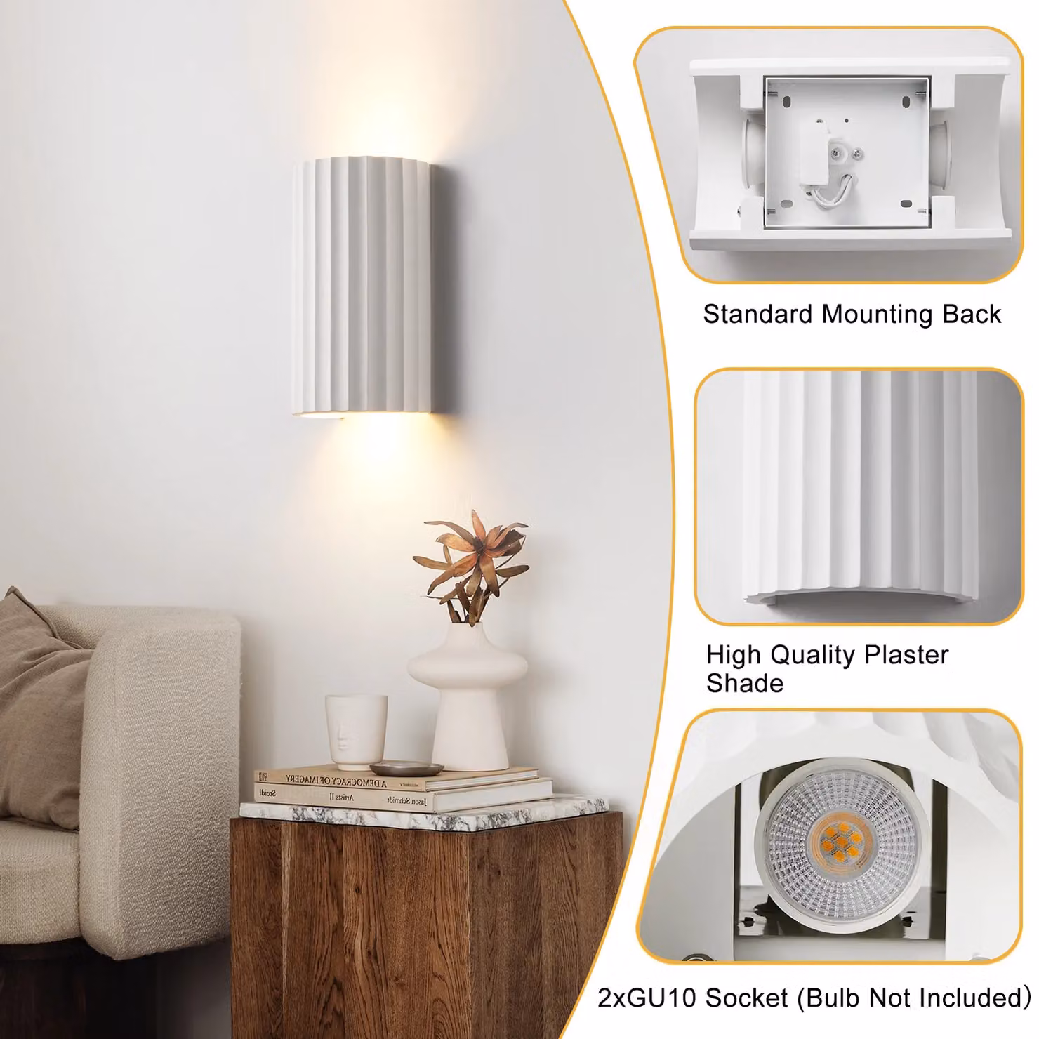 Harper Living Modern White Ceramic Wall Light with Up and Down LED GU10 Lighting – 2