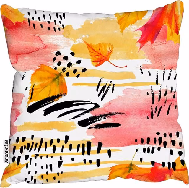 Andrew Lee Abstract Fall Seamless Pattern Cushion in Orange, 60 x 60 cm