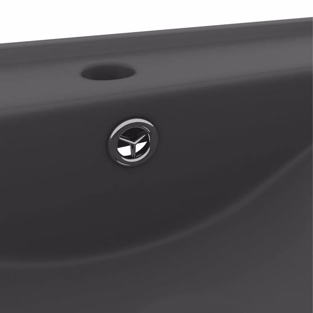 Berkfield Home Luxury Ceramic Basin with Faucet Hole in Matt Dark Grey W: 60 cm, D: 46 cm – 3