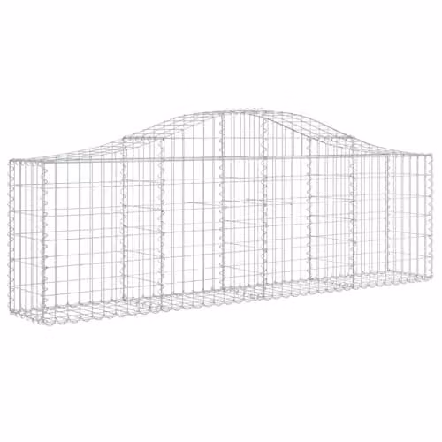 vidaXL Set of 3 Arched Gabion Baskets in Silver Galvanised Steel, W/D/H: 200 x 30 x 60/80 cm – 1