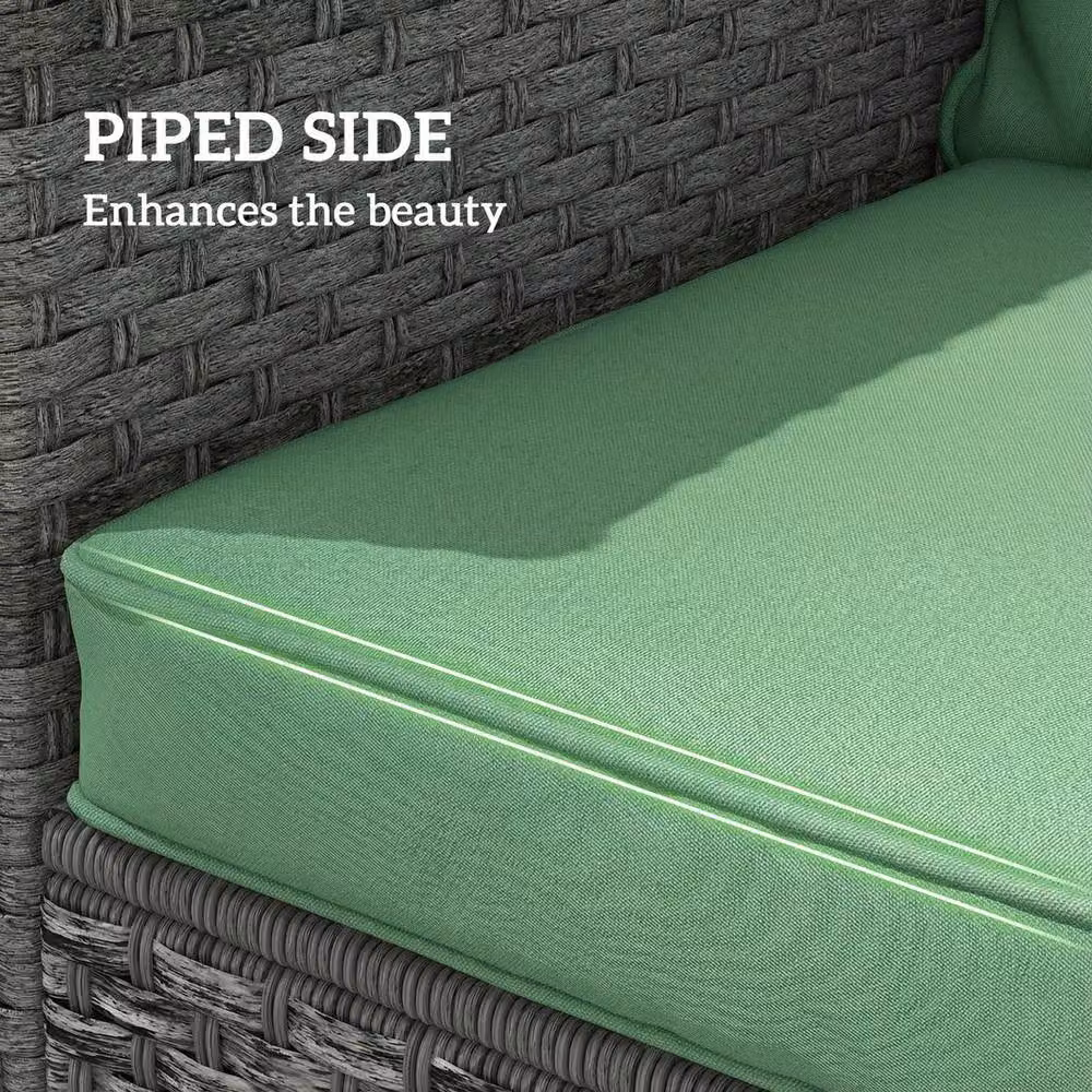 NESTLUNE Green Cushion Set with Seat and Back Pad, W: 120 cm, H: 135 cm – 4