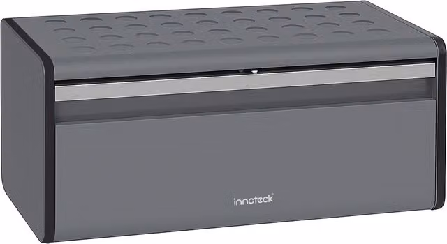 Innoteck Bread Bin with Magnetically Sealed Door in Grey