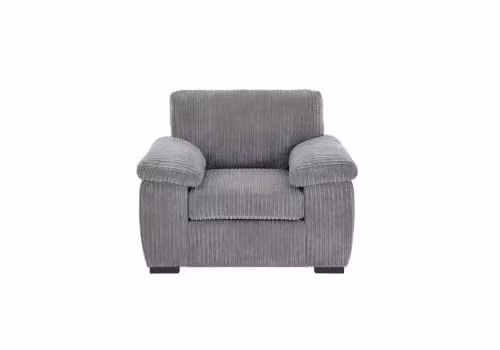 SQUAREBOXX Grey Jumbo Cord Fabric Armchair with Armrests and Mixed Padding