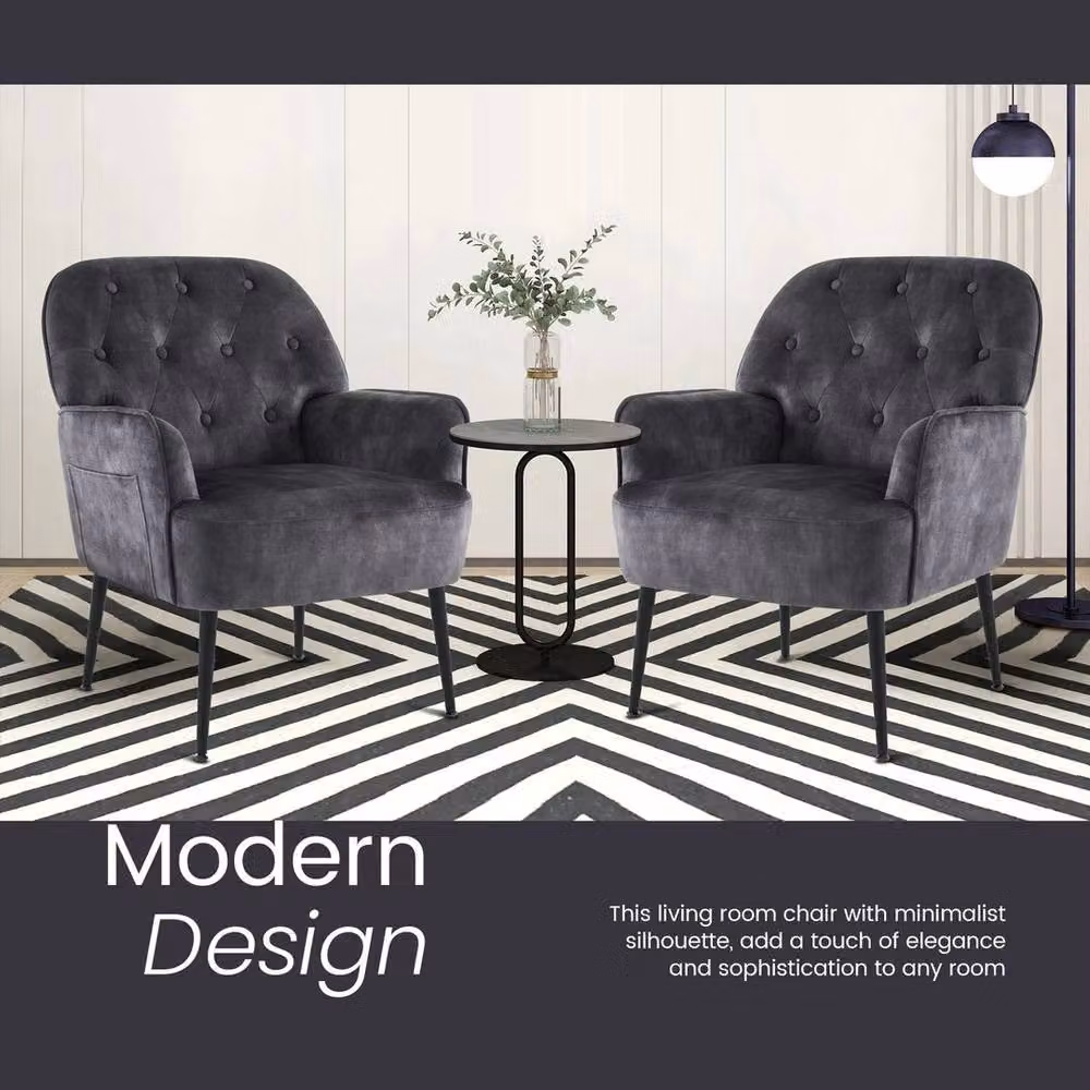 FORGEVIO Grey Mid Century Tub Armchair with Armrests – 5