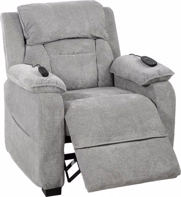HOMCOM Power Recliner Armchair with Massage and Heat in Light Grey Velvet Fabric
