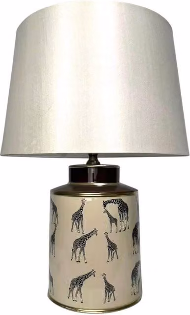 Minster Ceramic Table Lamp with Shade in Beige, H 33 x W 17 x D 17 cm – 1