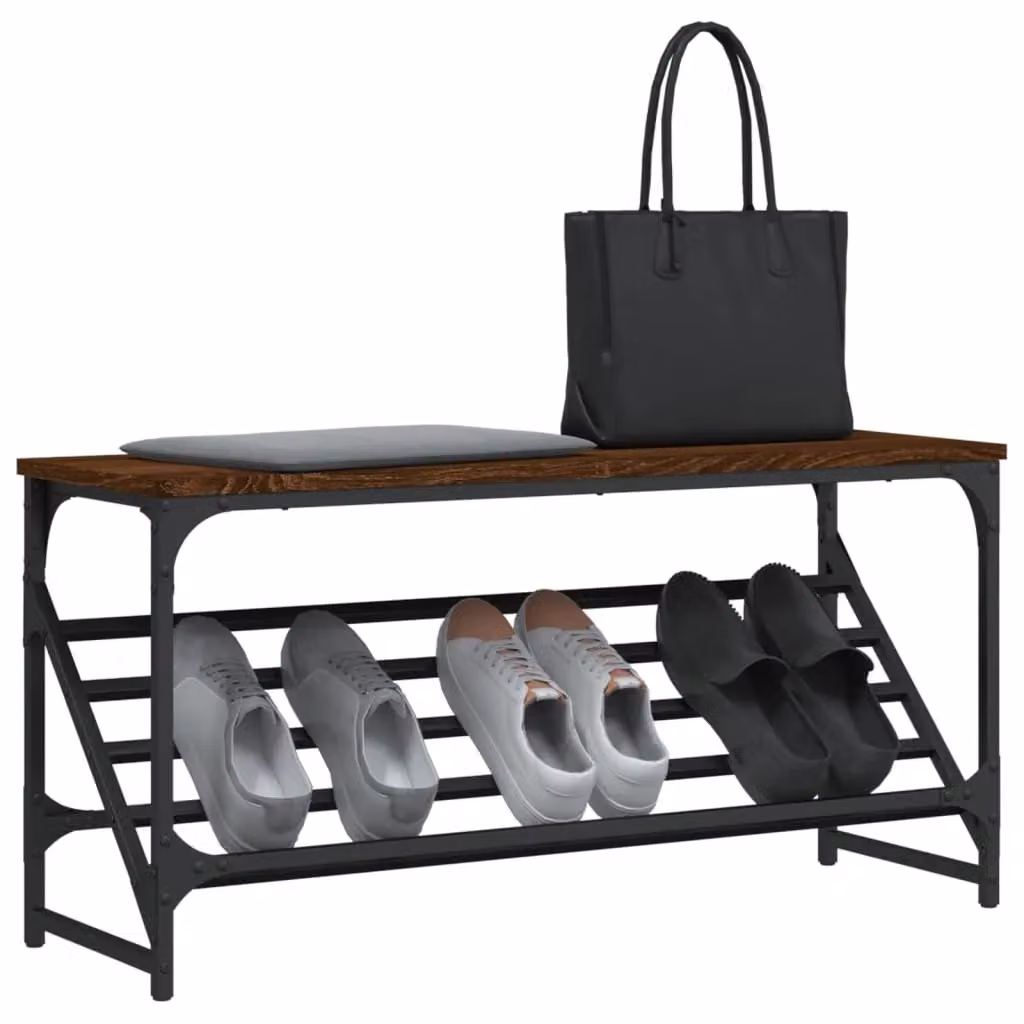 Berkfield Home Shoe Rack in Brown Oak, W/D/H: 90 x 30 x 45 cm – 3