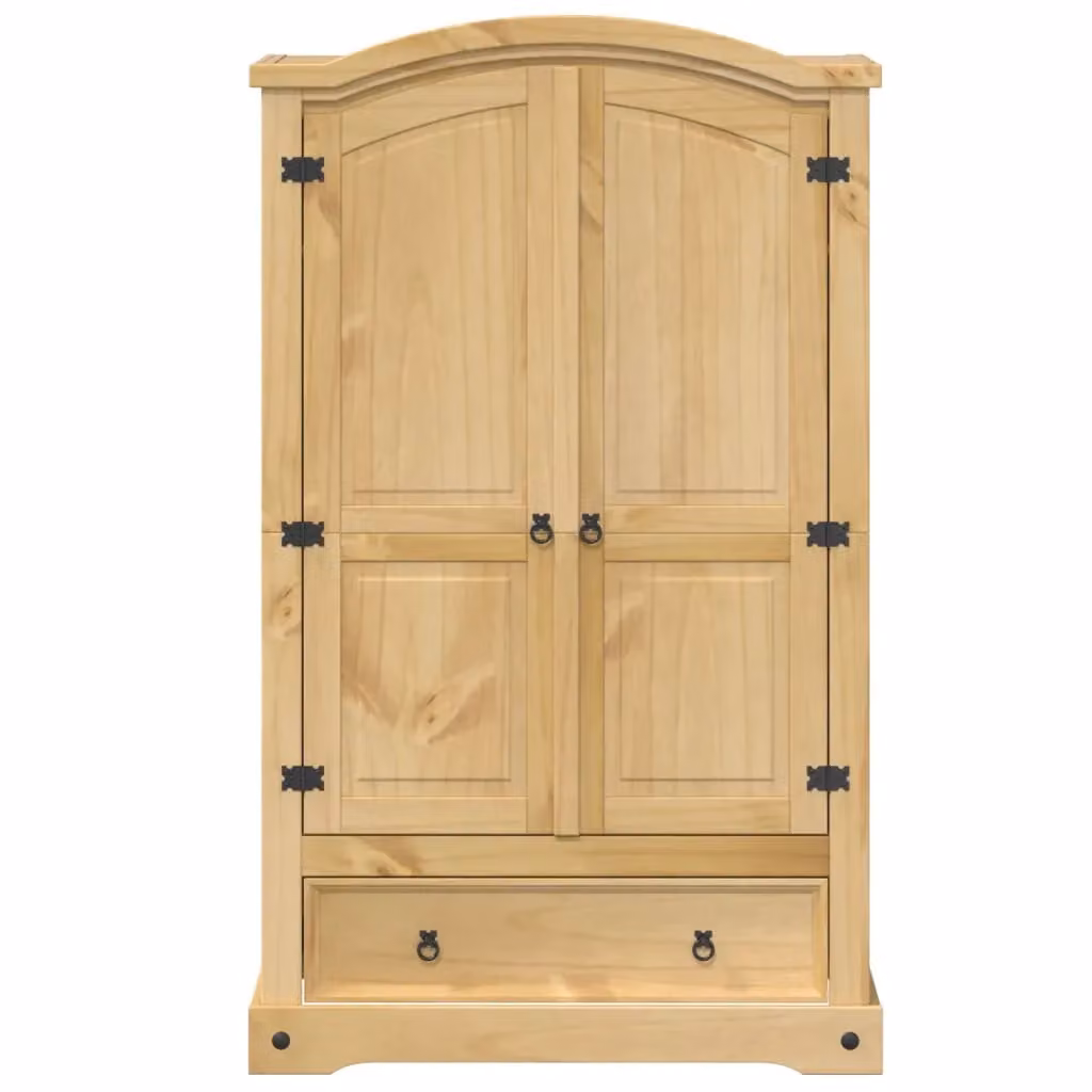 Berkfield Home Corona Wardrobe in Brown Solid Pine with Integrated Drawers, W/D/H: 101 x 52 x 170 cm – 2