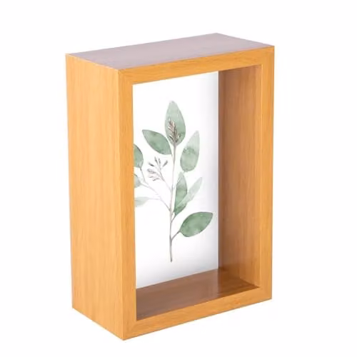 Nicola Spring 3D Deep Shadow Box Photo Frame, Rectangular Scandinavian Style, Brown, W/D/H: 15 x 10.16 x 2.54 cm